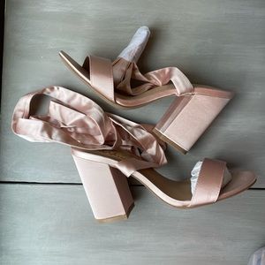 Never worn! lulus satin ribbon heels